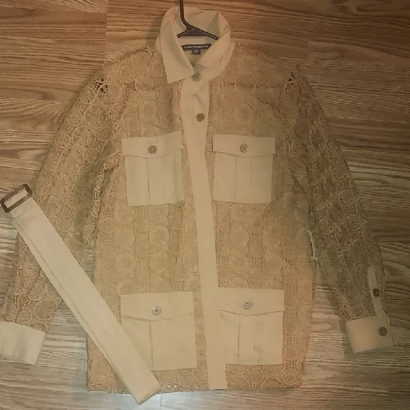 Boston Proper Lace Belted Utility Jacket - Picture 6 of 7